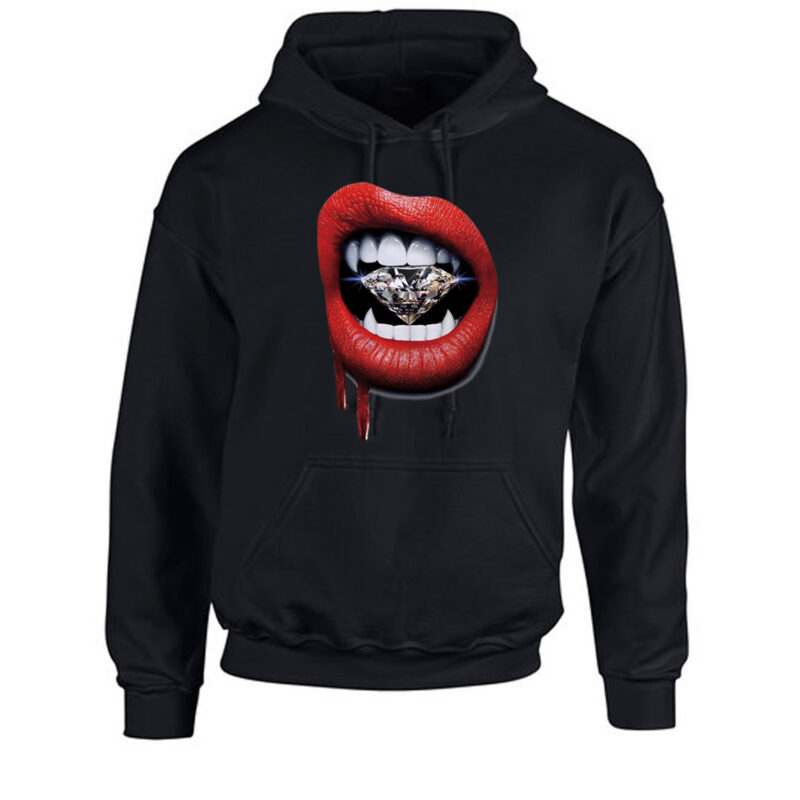 Lips Diamond Vampire Unisex Hoodie - Image 2