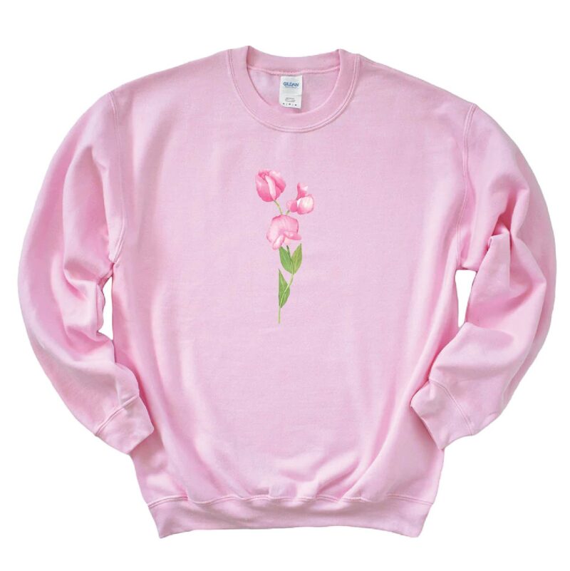 Sweet Pea Flower Unisex Crew Neck Sweatshirt