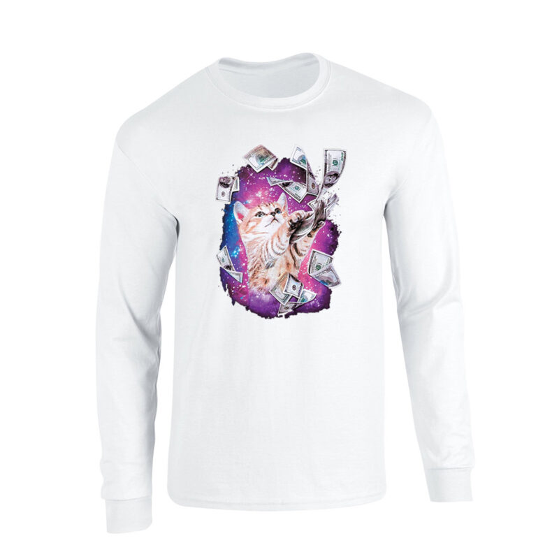 Galaxy Cat Money Long Sleeve T-Shirt