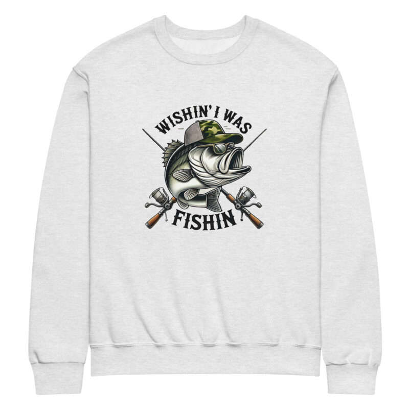 Wishin' I Was Fishin' Bass Graphic Sweatshirt – Pill-Resistant, Unisex Comfort