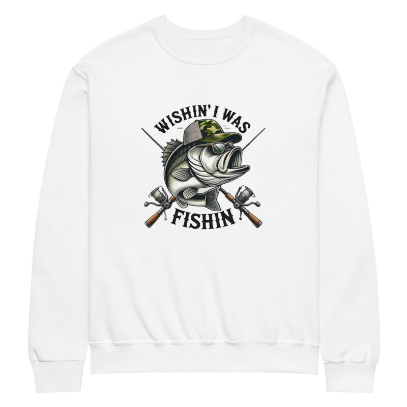 Wishin' I Was Fishin' Bass Graphic Sweatshirt – Pill-Resistant, Unisex Comfort - Image 2