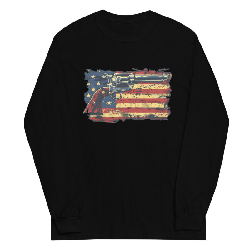 American Flag and Revolver Long Sleeve Tee - Image 2