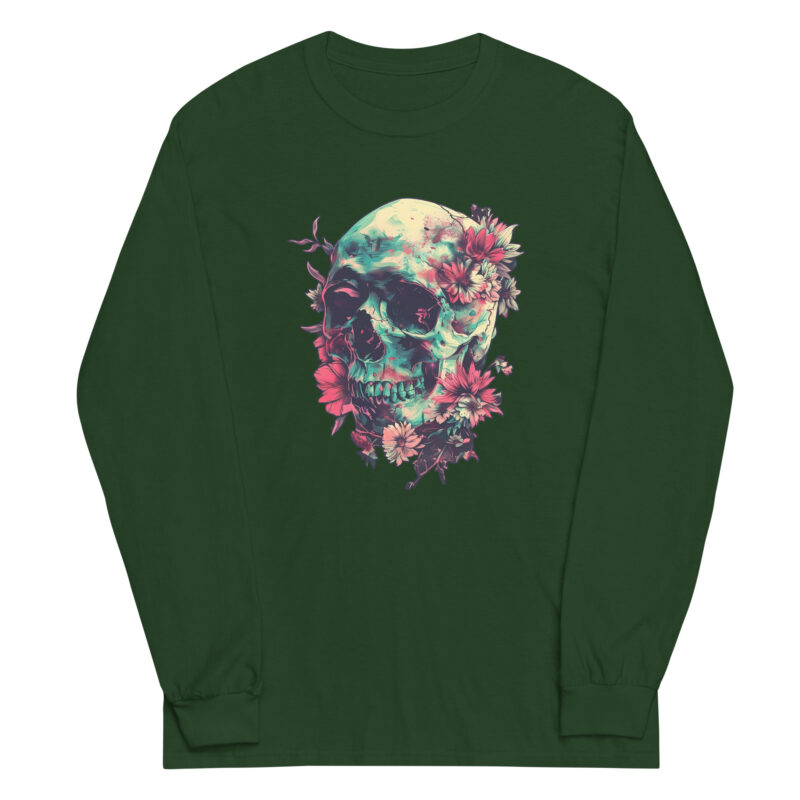 Floral Skull Long Sleeve Tee - Image 4