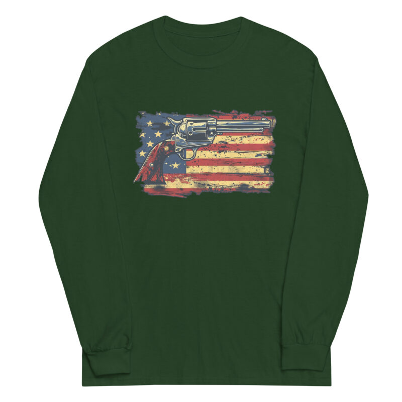 American Flag and Revolver Long Sleeve Tee - Image 4