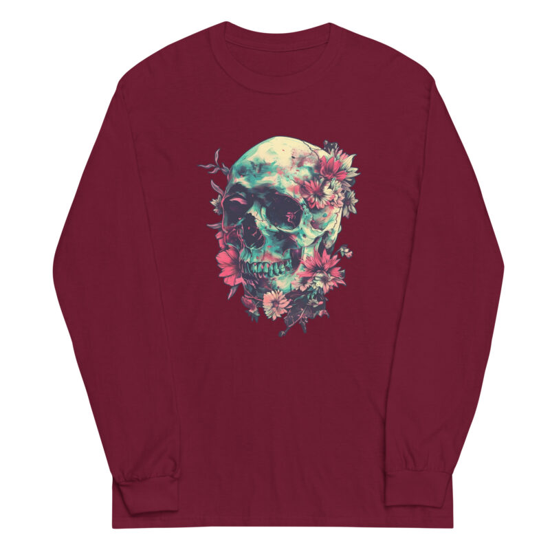 Floral Skull Long Sleeve Tee - Image 3