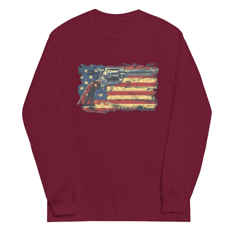 American Flag and Revolver Long Sleeve Tee - Image 3