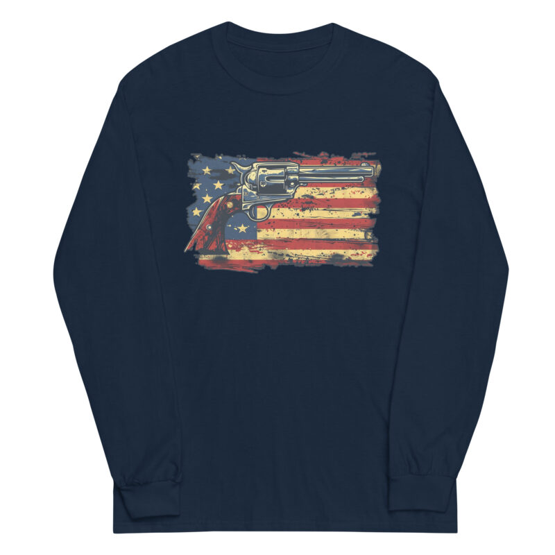 American Flag and Revolver Long Sleeve Tee