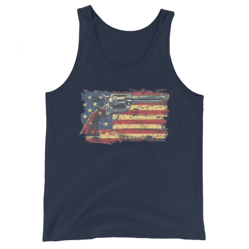 Patriotic American Flag and Revolver Men's Tank Top