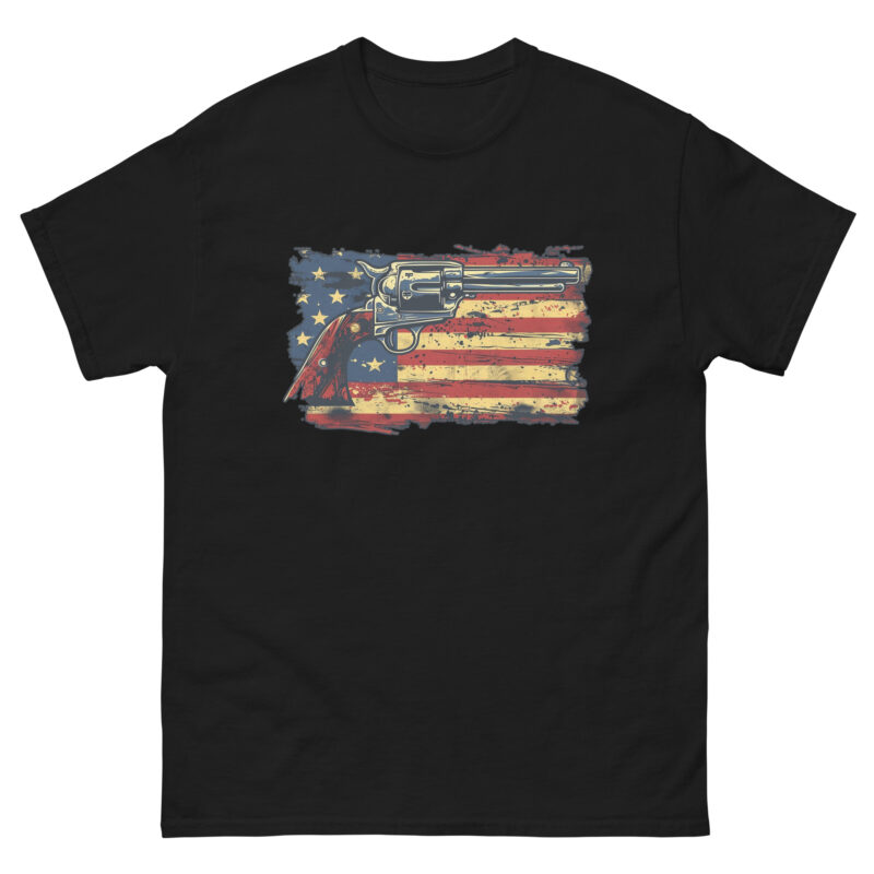 American Flag and Revolver Men's T-Shirt - Image 3