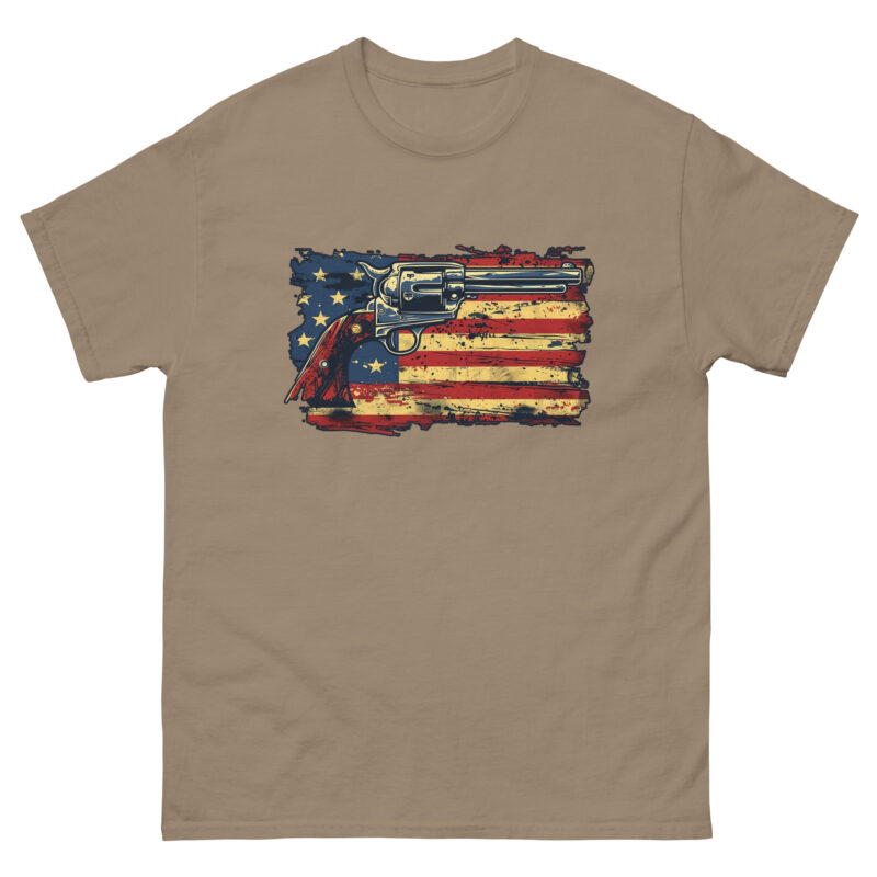 American Flag and Revolver Men's T-Shirt - Image 7