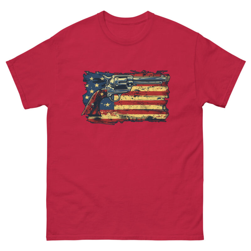 American Flag and Revolver Men's T-Shirt - Image 5