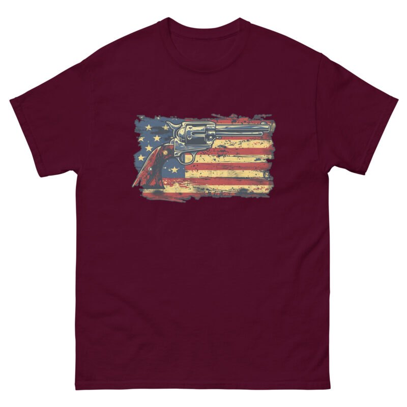 American Flag and Revolver Men's T-Shirt - Image 2