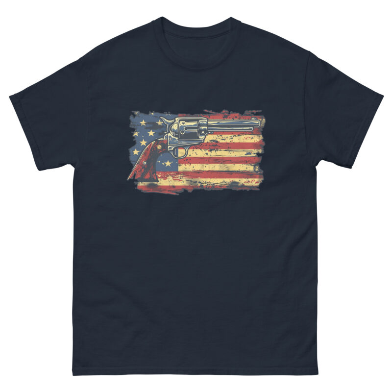 American Flag and Revolver Men's T-Shirt - Image 4