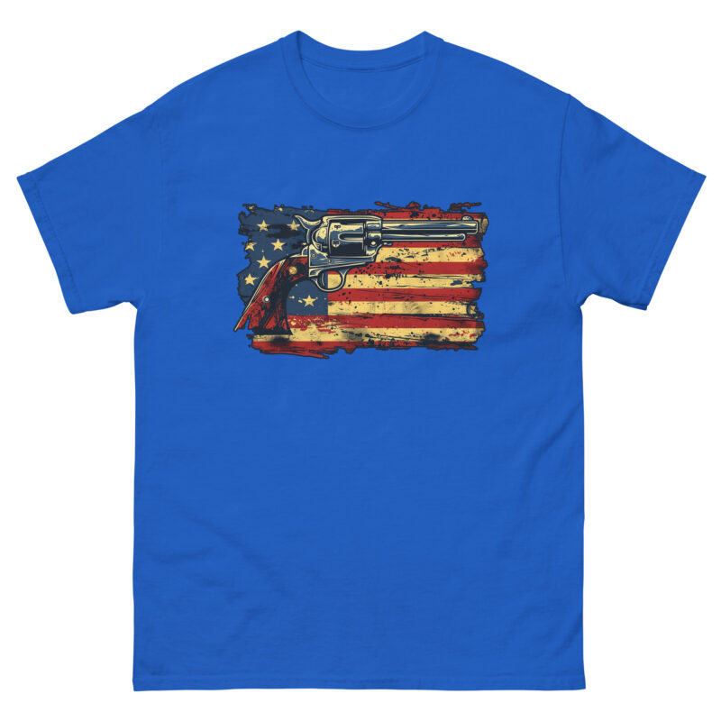 American Flag and Revolver Men's T-Shirt - Image 6