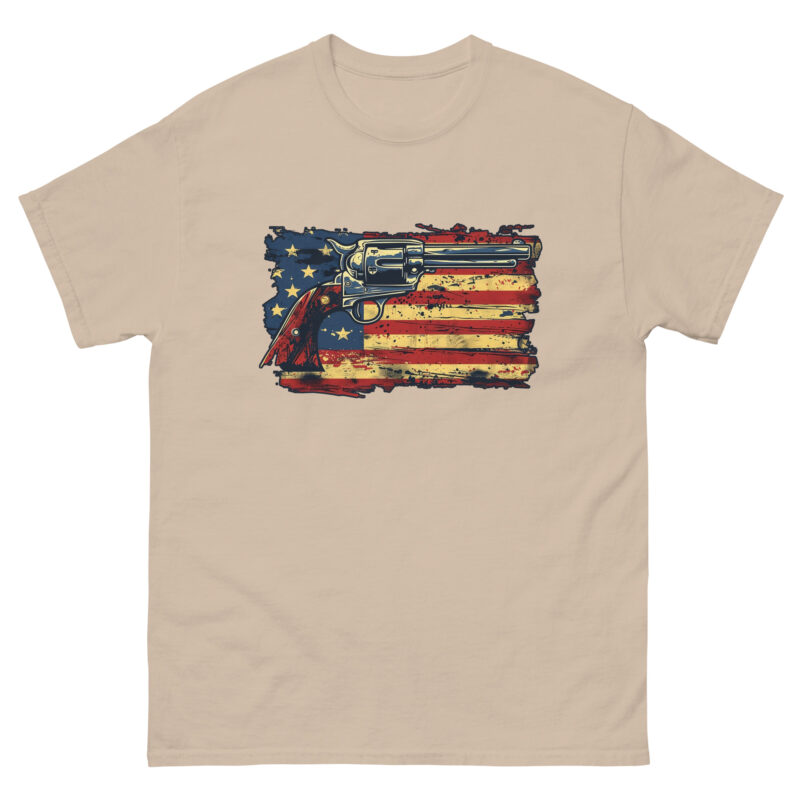 American Flag and Revolver Men's T-Shirt - Image 9