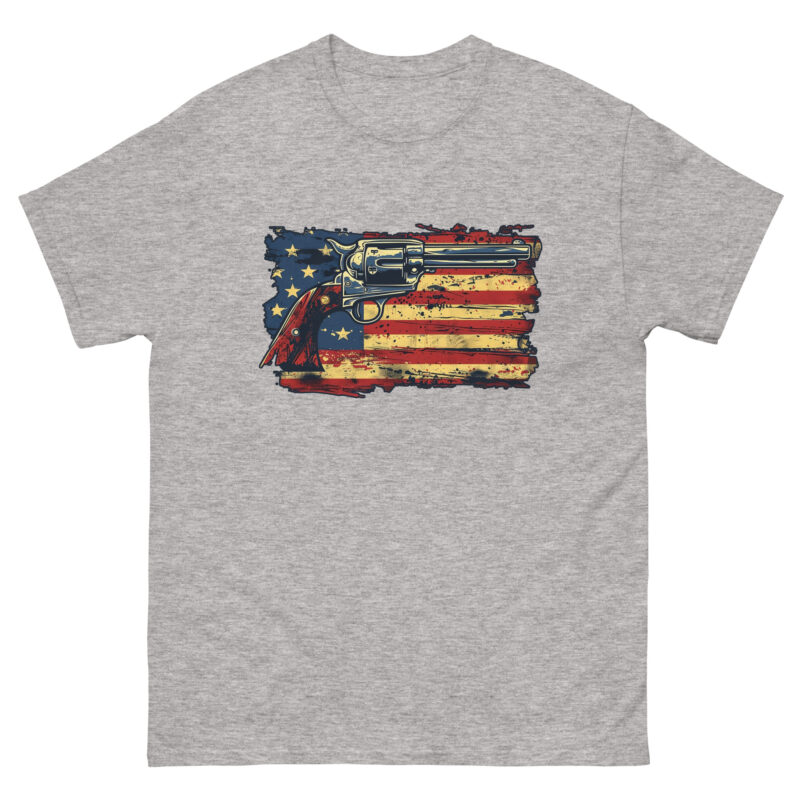 American Flag and Revolver Men's T-Shirt - Image 8