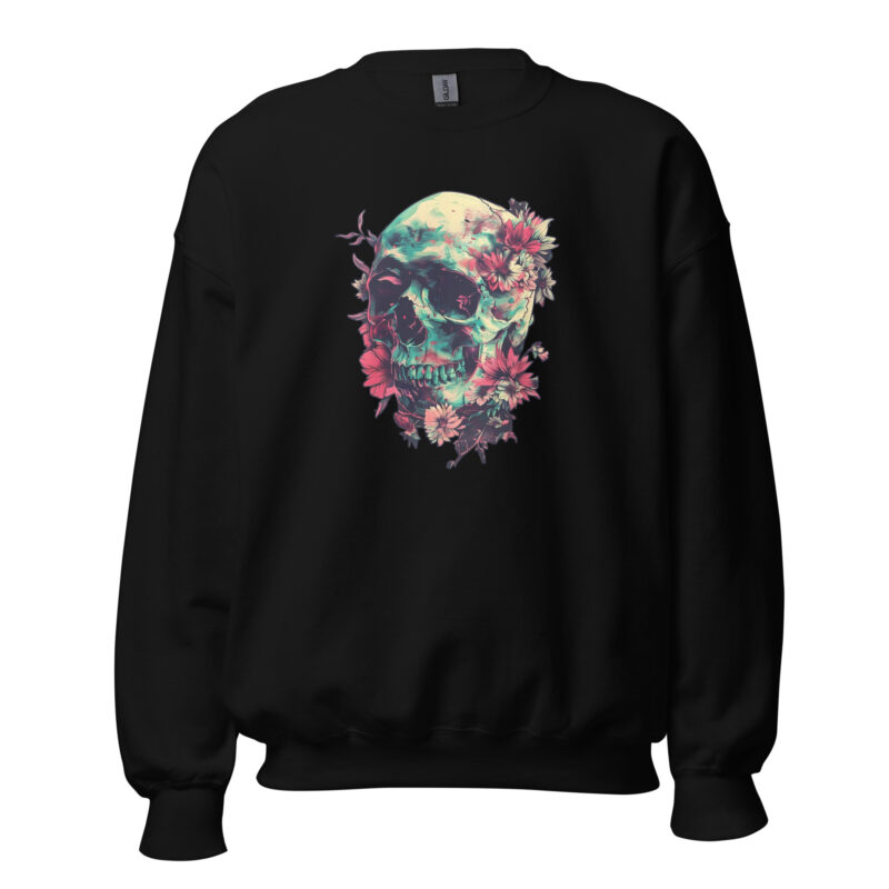 Floral Skull Unisex Sweatshirt - Image 2