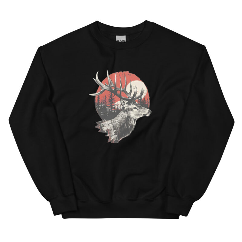 Majestic Deer and Sunset Unisex Sweatshirt - Image 2