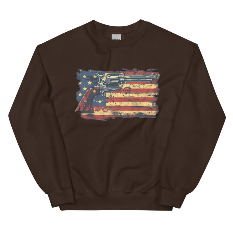 Patriotic American Flag and Revolver Unisex Sweatshirt - Image 4