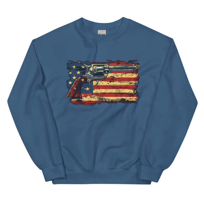 Patriotic American Flag and Revolver Unisex Sweatshirt - Image 6