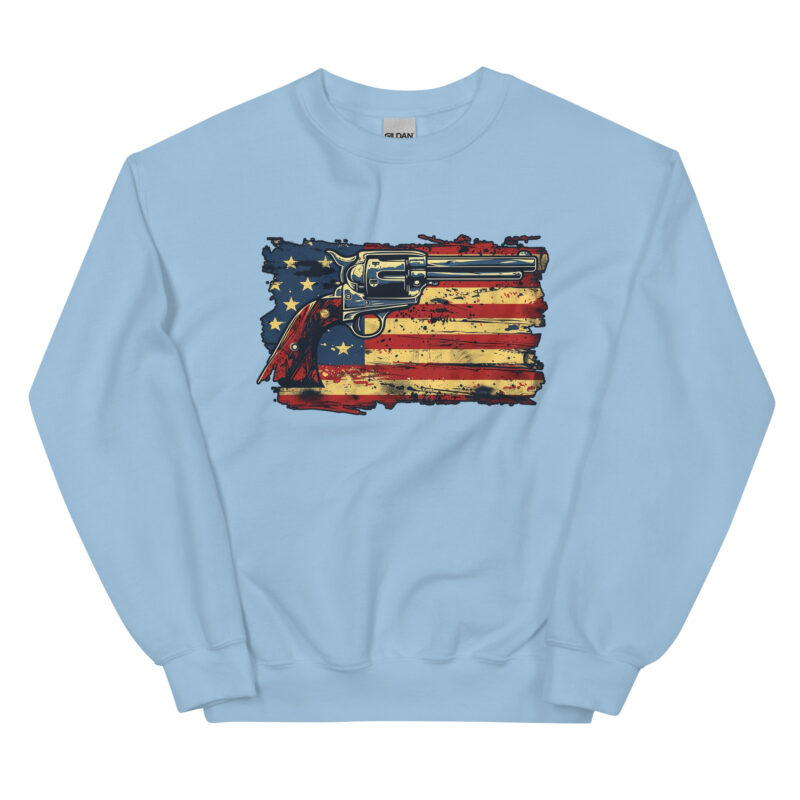 Patriotic American Flag and Revolver Unisex Sweatshirt - Image 8