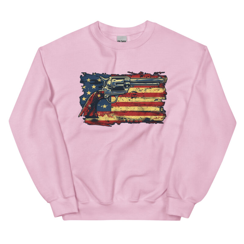 Patriotic American Flag and Revolver Unisex Sweatshirt - Image 11