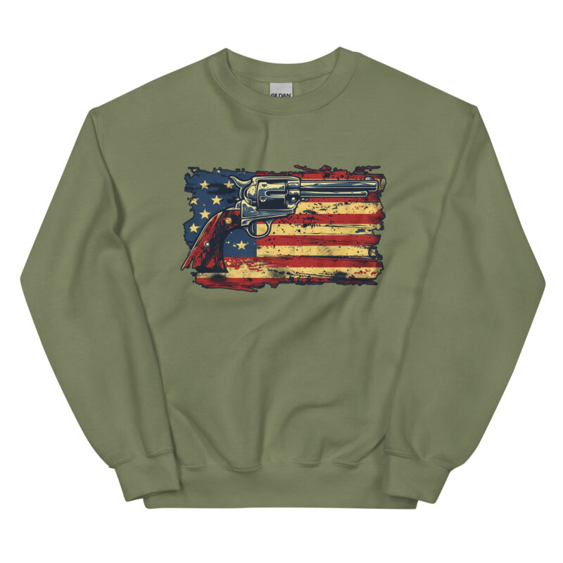 Patriotic American Flag and Revolver Unisex Sweatshirt - Image 7