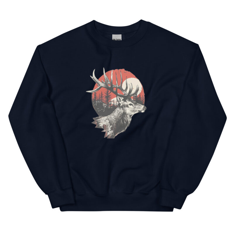 Majestic Deer and Sunset Unisex Sweatshirt - Image 3