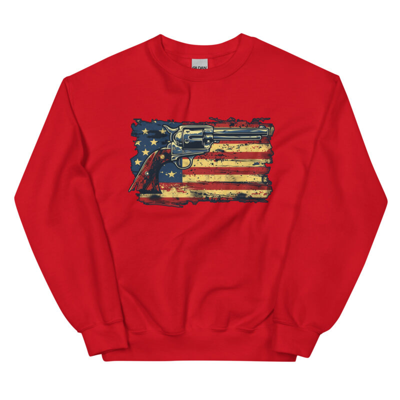 Patriotic American Flag and Revolver Unisex Sweatshirt