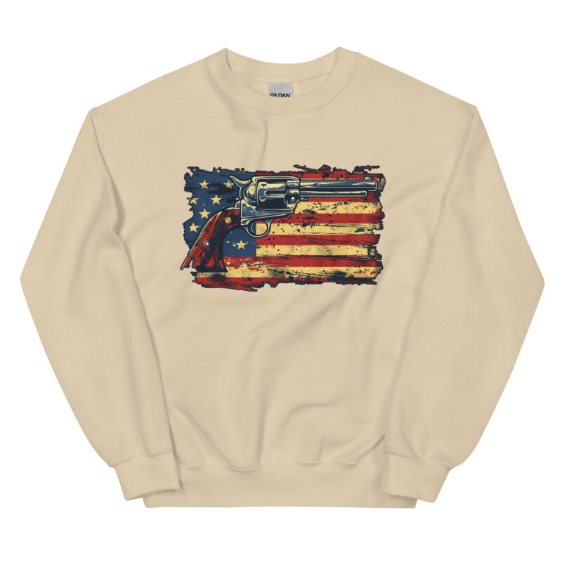 Patriotic American Flag and Revolver Unisex Sweatshirt - Image 10