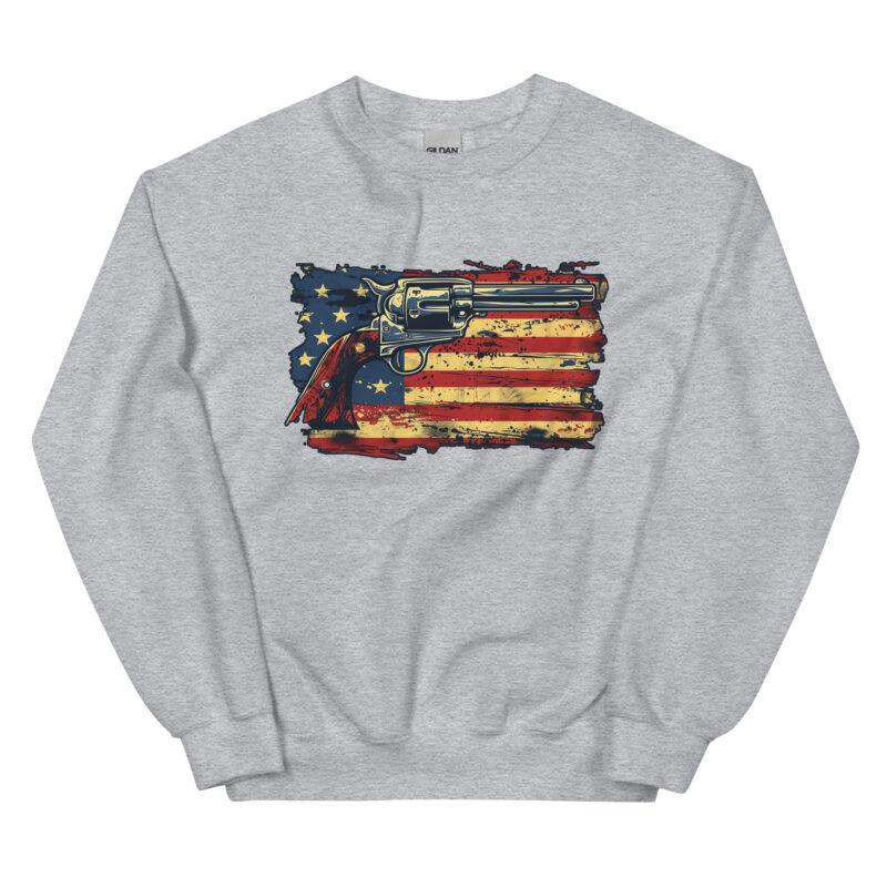 Patriotic American Flag and Revolver Unisex Sweatshirt - Image 9