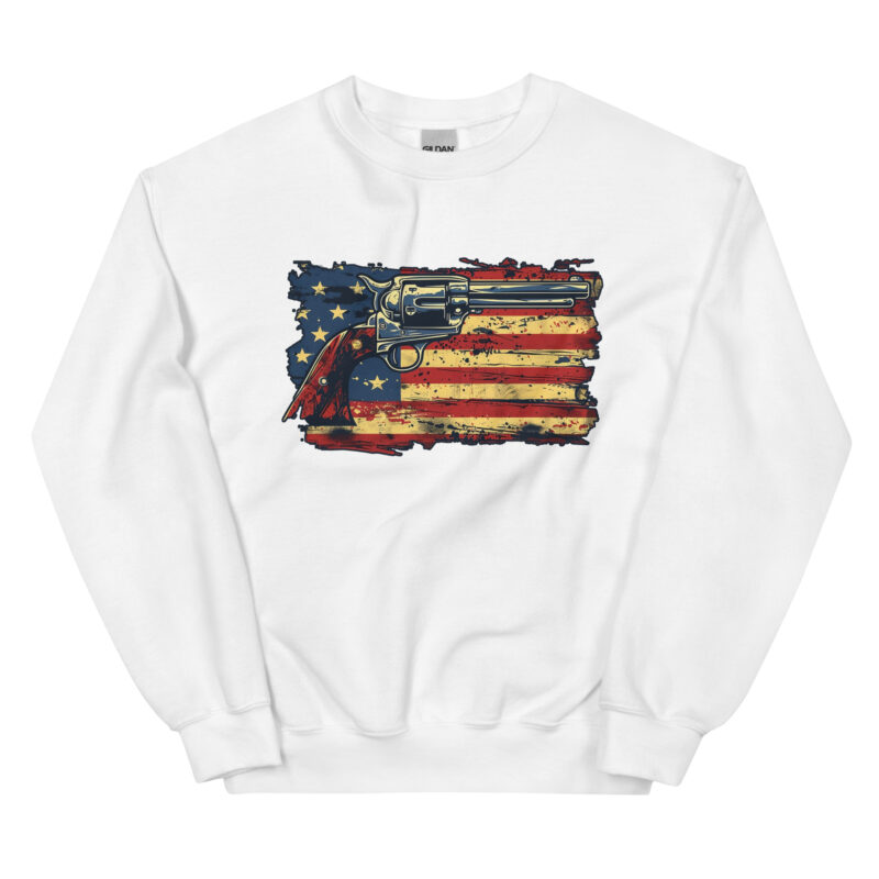 Patriotic American Flag and Revolver Unisex Sweatshirt - Image 12