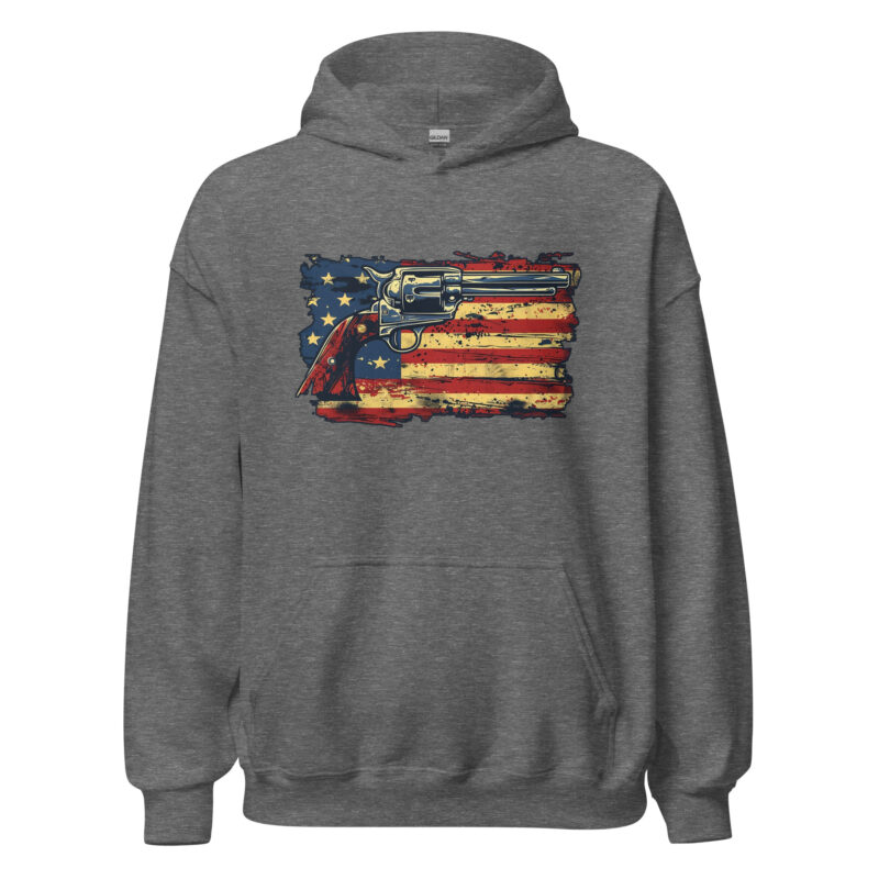 American Flag and Revolver Unisex Hoodie - Image 6