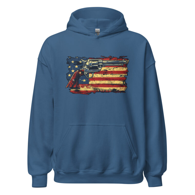 American Flag and Revolver Unisex Hoodie - Image 5