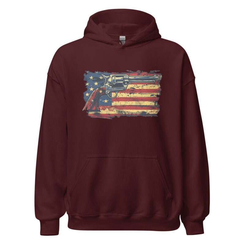 American Flag and Revolver Unisex Hoodie - Image 4