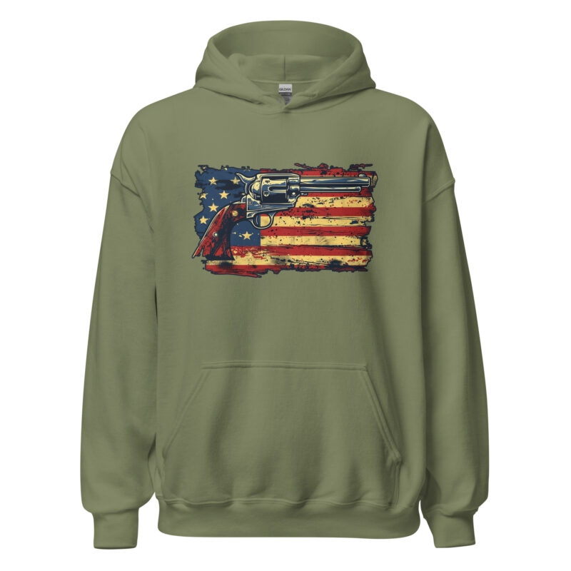 American Flag and Revolver Unisex Hoodie - Image 7