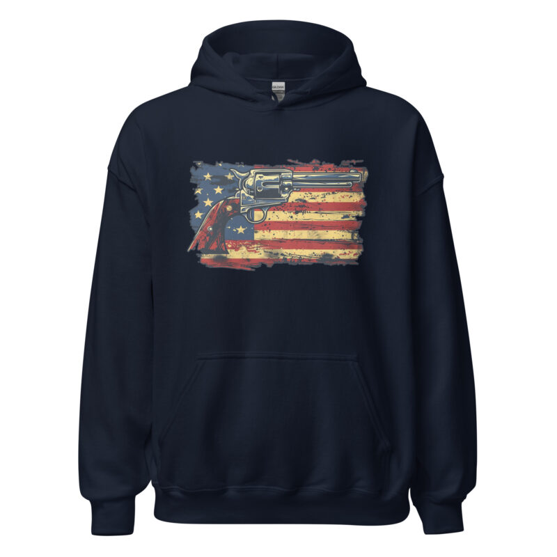 American Flag and Revolver Unisex Hoodie - Image 3