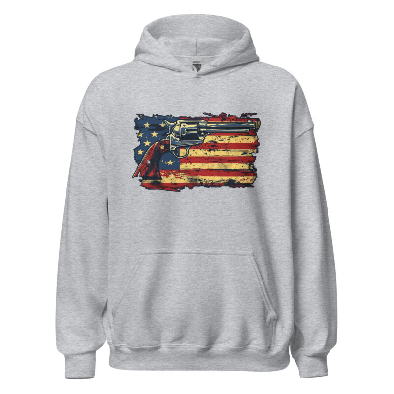 American Flag and Revolver Unisex Hoodie - Image 8