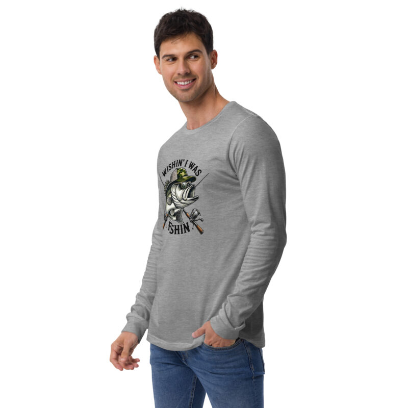 Wishin' I Was Fishin' Bass Graphic Long Sleeve Tee – Versatile and Comfortable - Image 10