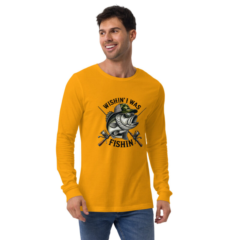 Wishin' I Was Fishin' Bass Graphic Long Sleeve Tee – Versatile and Comfortable - Image 7