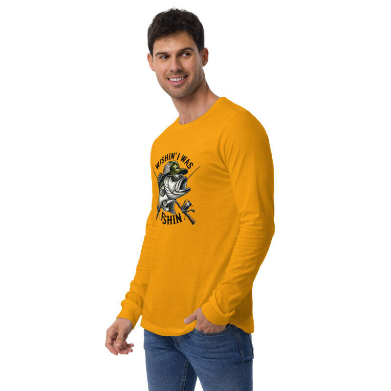 Wishin' I Was Fishin' Bass Graphic Long Sleeve Tee – Versatile and Comfortable - Image 8