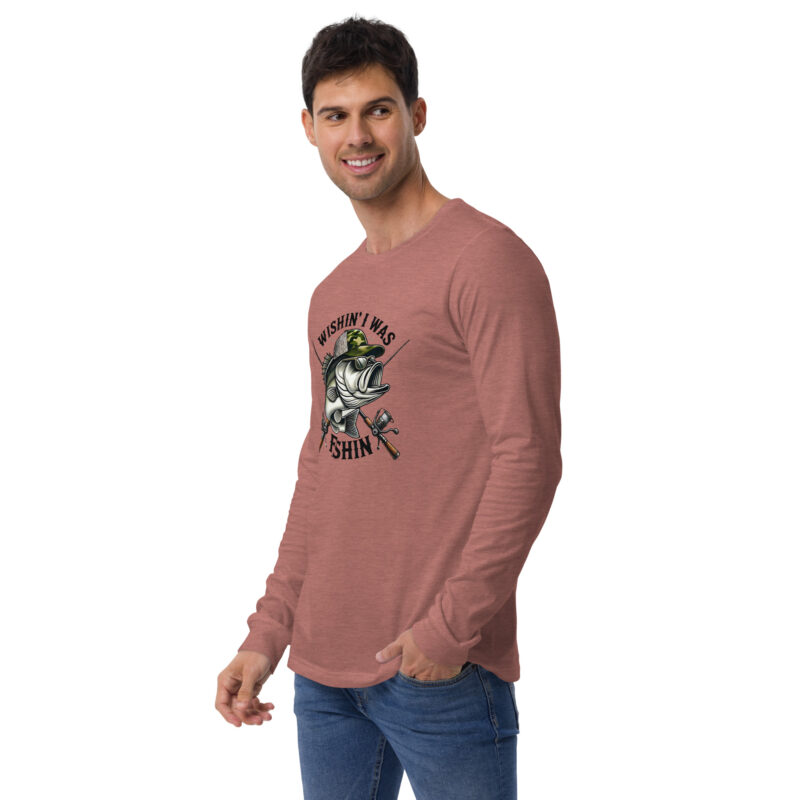 Wishin' I Was Fishin' Bass Graphic Long Sleeve Tee – Versatile and Comfortable - Image 6