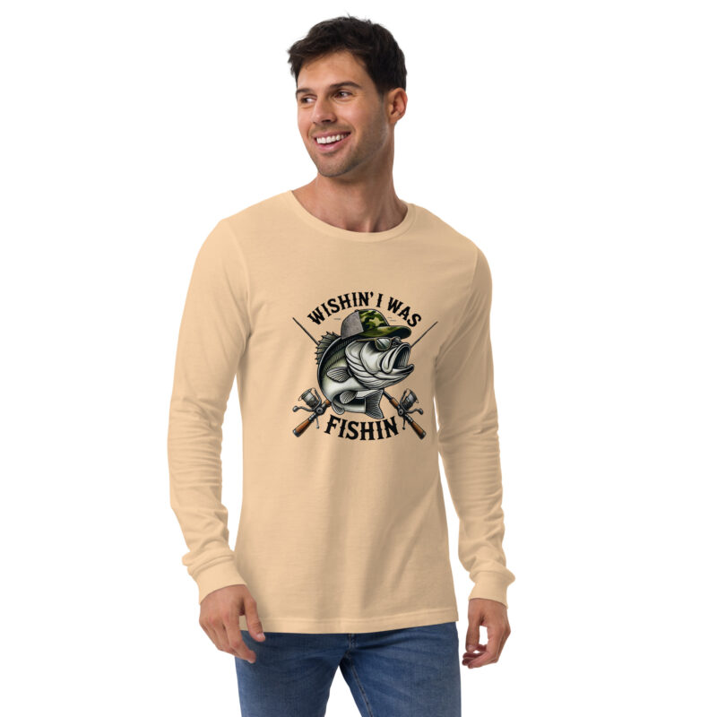 Wishin' I Was Fishin' Bass Graphic Long Sleeve Tee – Versatile and Comfortable - Image 11