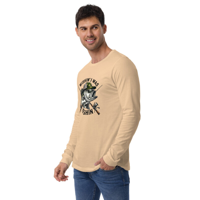 Wishin' I Was Fishin' Bass Graphic Long Sleeve Tee – Versatile and Comfortable - Image 12