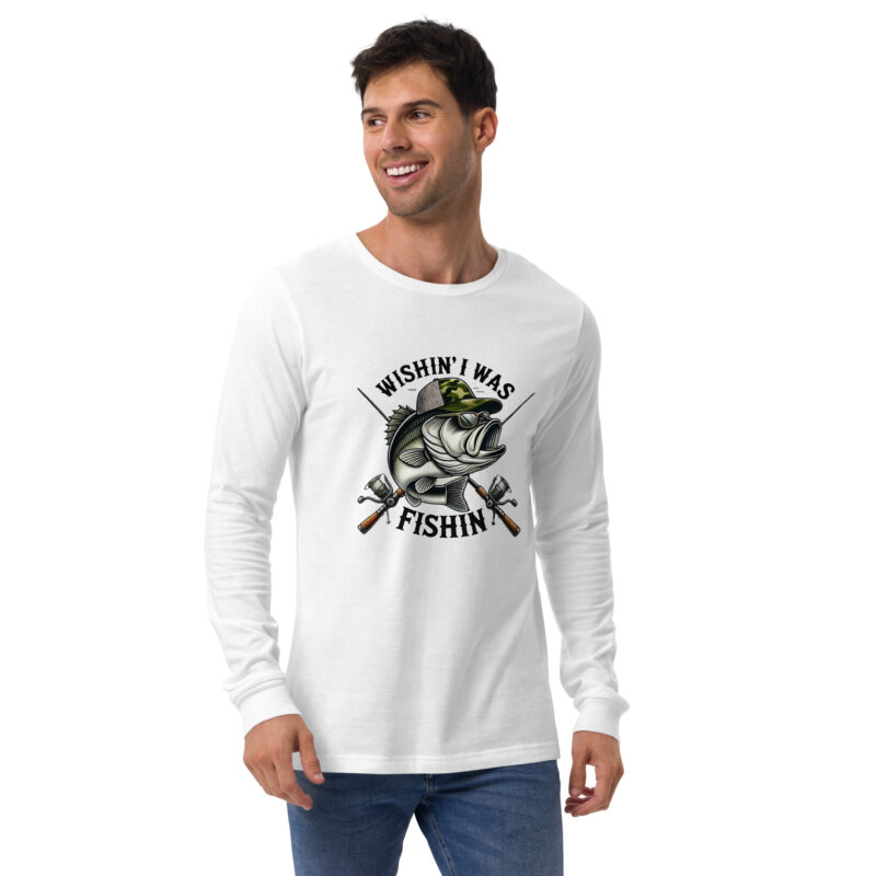 Wishin' I Was Fishin' Bass Graphic Long Sleeve Tee – Versatile and Comfortable - Image 13