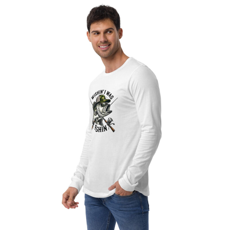 Wishin' I Was Fishin' Bass Graphic Long Sleeve Tee – Versatile and Comfortable - Image 14