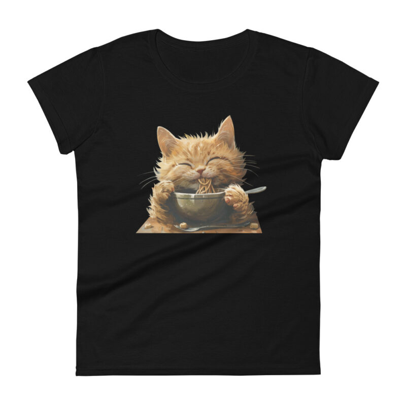 Ramen-Loving Cat Women’s T-Shirt - Image 2