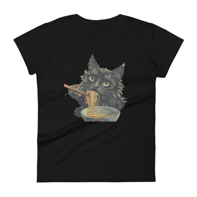 Black Cat Ramen Women’s T-Shirt - Image 2