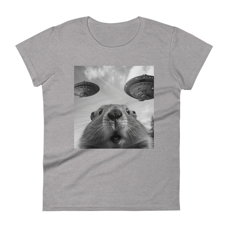 Funny Alien Encounter Beaver Women's Graphic T-Shirt - Image 2