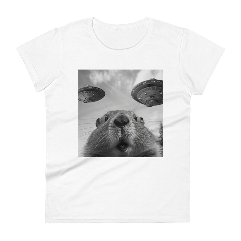 Funny Beaver UFO Selfie Women’s T-Shirt